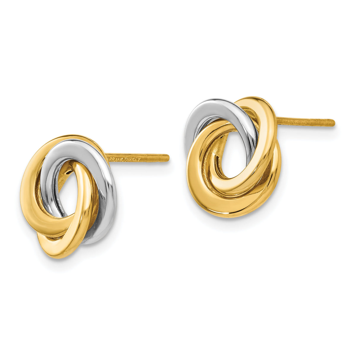 14k Two-tone Polished Intertwined Circles Post Earrings-TL945