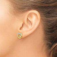 14k Two-tone Polished Intertwined Circles Post Earrings-TL945