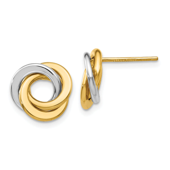 14k Two-tone Polished Intertwined Circles Post Earrings-TL945