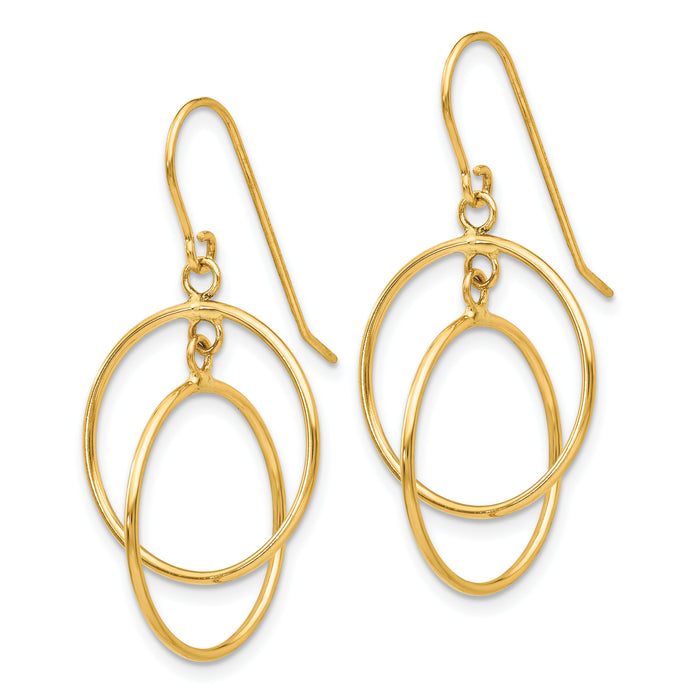 14k Polished Circles Dangle Earrings-TL950