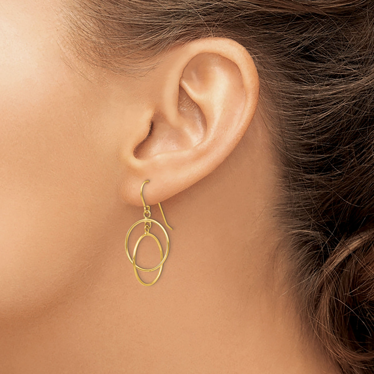 14k Polished Circles Dangle Earrings-TL950