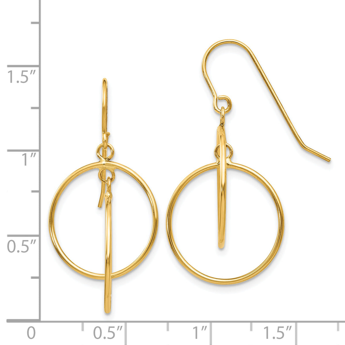 14k Polished Circles Dangle Earrings-TL950