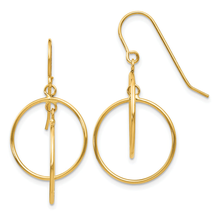 14k Polished Circles Dangle Earrings-TL950
