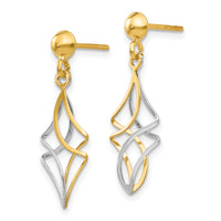 14k Two-tone Post Dangle Earrings-TL971