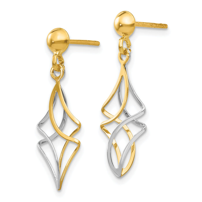 14k Two-tone Post Dangle Earrings-TL971