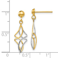 14k Two-tone Post Dangle Earrings-TL971