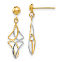 14k Two-tone Post Dangle Earrings-TL971