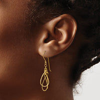 14K Diamond Cut Tear Drop Shepherd Hook Earrings-TL977Y