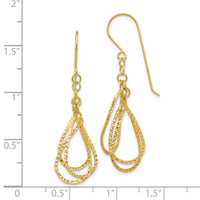 14K Diamond Cut Tear Drop Shepherd Hook Earrings-TL977Y