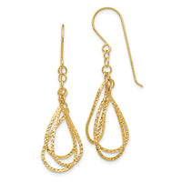 14K Diamond Cut Tear Drop Shepherd Hook Earrings-TL977Y