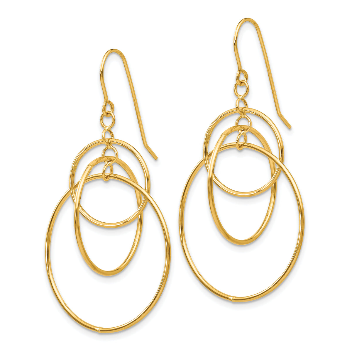 14k Polished Circles Dangle Earrings-TL997