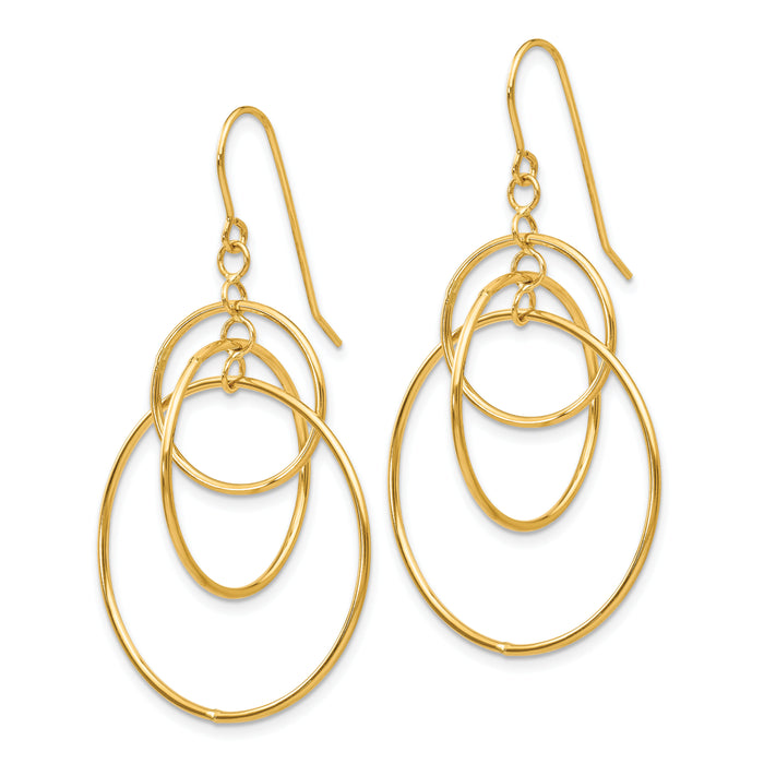 14k Polished Circles Dangle Earrings-TL997