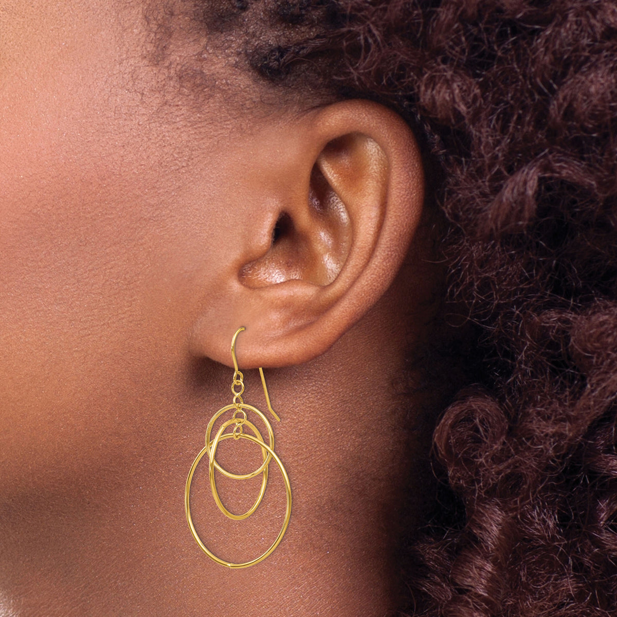 14k Polished Circles Dangle Earrings-TL997