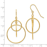 14k Polished Circles Dangle Earrings-TL997
