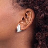14k White Gold Tear Drop Omega Back Earrings-TM165