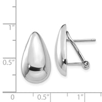 14k White Gold Tear Drop Omega Back Earrings-TM165