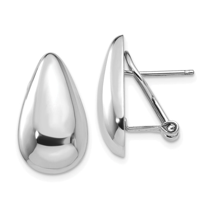 14k White Gold Tear Drop Omega Back Earrings-TM165