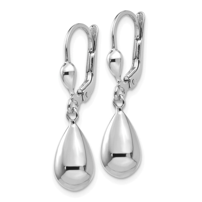 14k White Gold Polished Dangle Leverback Earrings-TM171