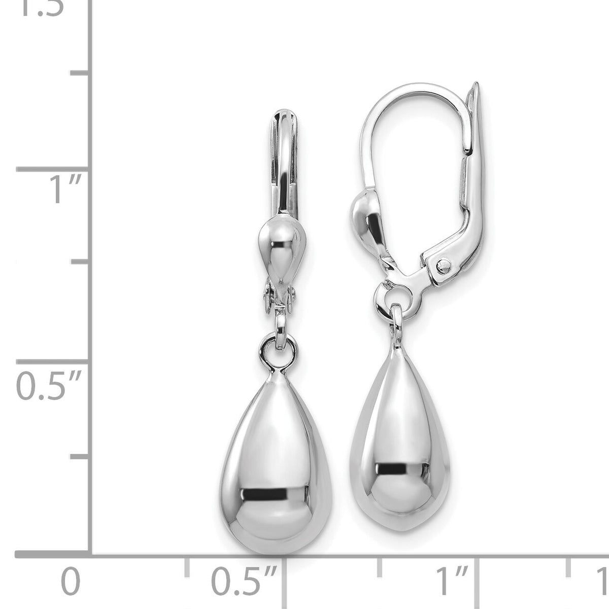 14k White Gold Polished Dangle Leverback Earrings-TM171