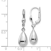 14k White Gold Polished Dangle Leverback Earrings-TM171