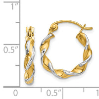 14k w/ White Rhodium Polished 2.75mm Fancy Twisted Hoop Earrings-TM232