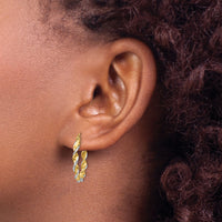 14k w/ White Rhodium Polished 2.75mm Fancy Twisted Hoop Earrings-TM233