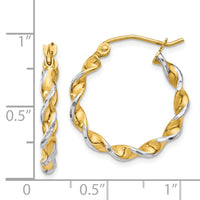 14k w/ White Rhodium Polished 2.75mm Fancy Twisted Hoop Earrings-TM233