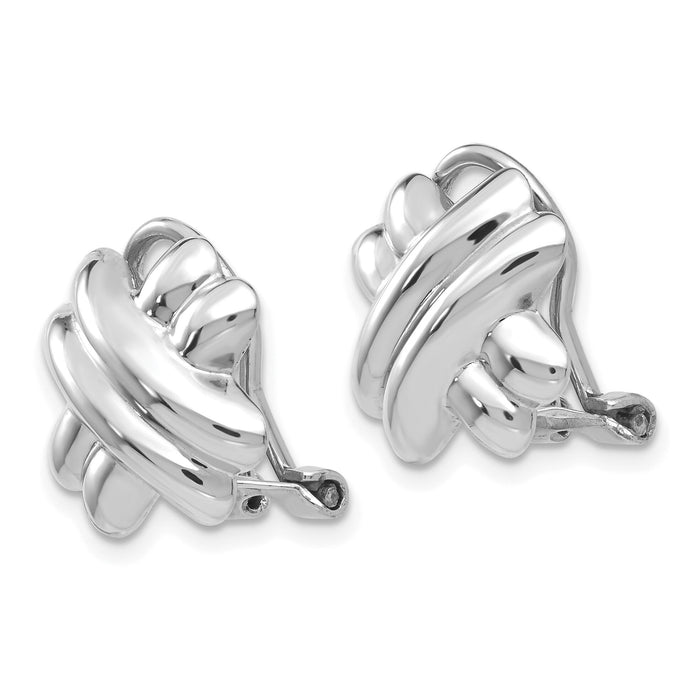 14k White Gold Polished Non-pierced X Omega Back Earrings-TM282