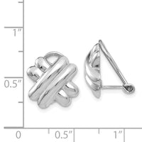 14k White Gold Polished Non-pierced X Omega Back Earrings-TM282