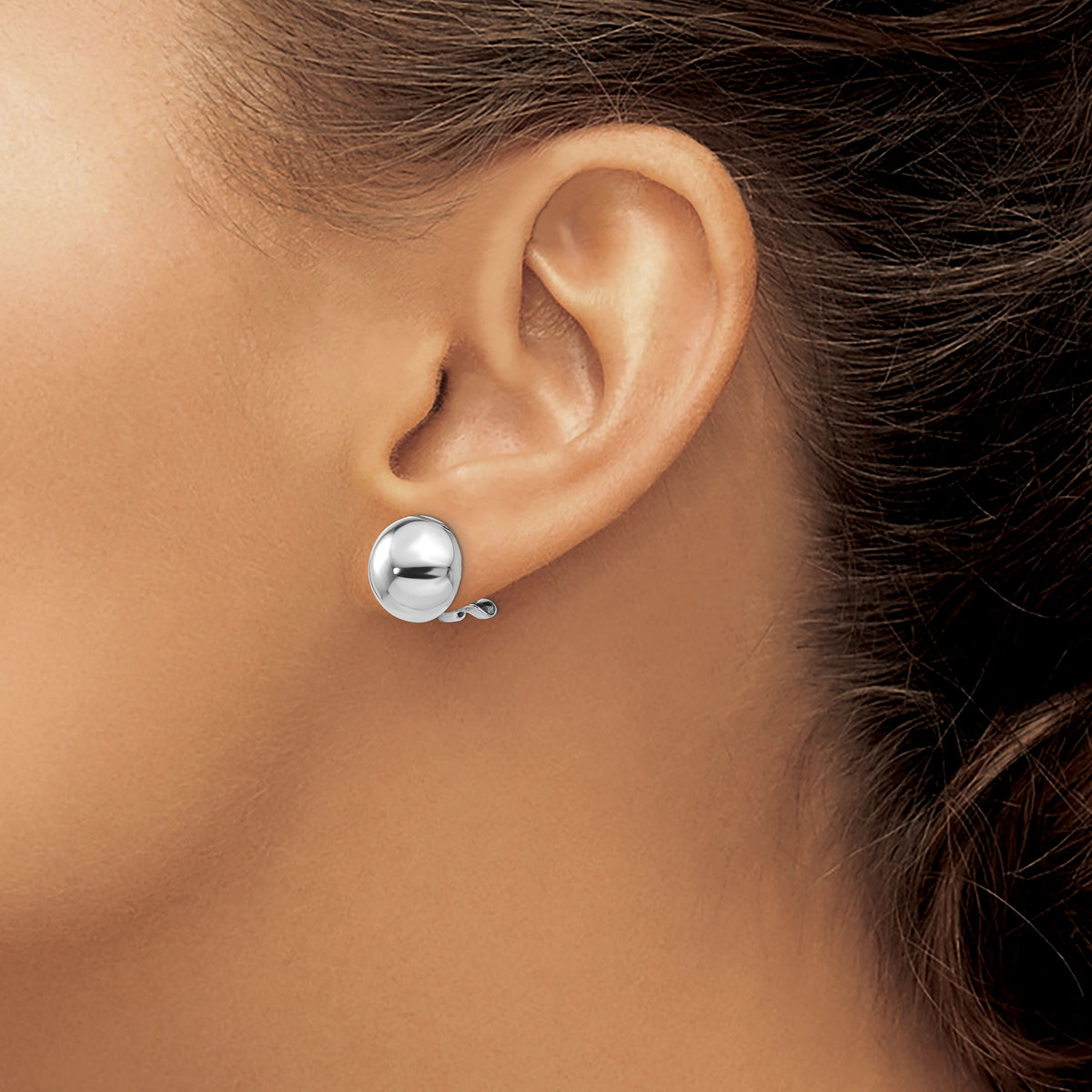 14k White Gold Polished Non-pierced Back Earrings-TM286