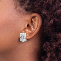 14k White Gold Polished Fancy Omega Back Post Earrings-TM351