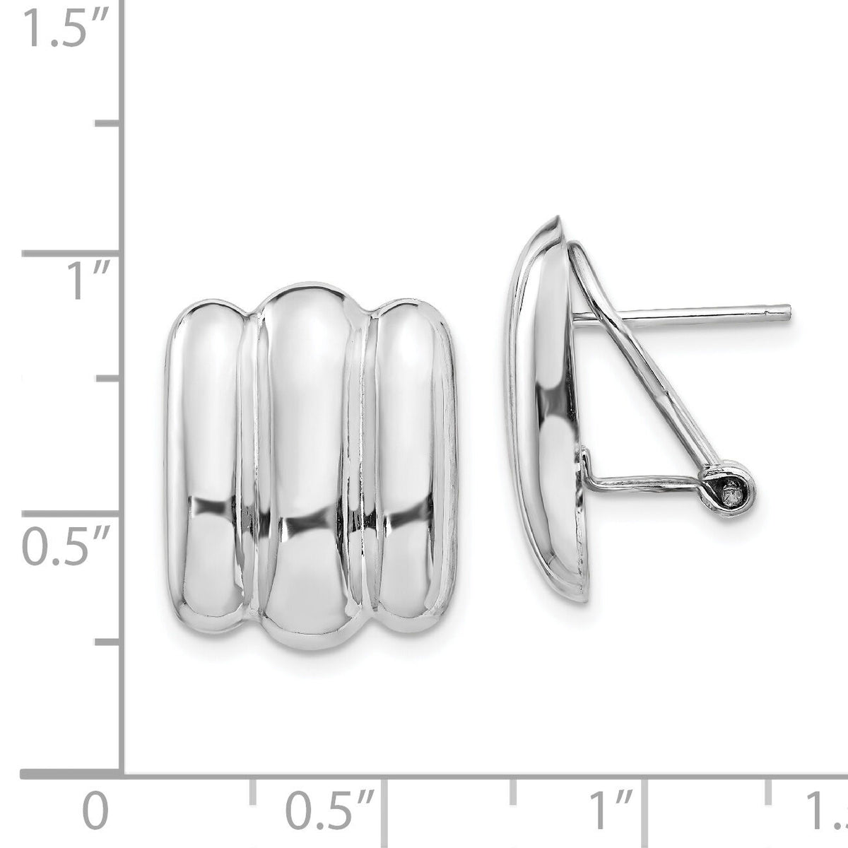 14k White Gold Polished Fancy Omega Back Post Earrings-TM351