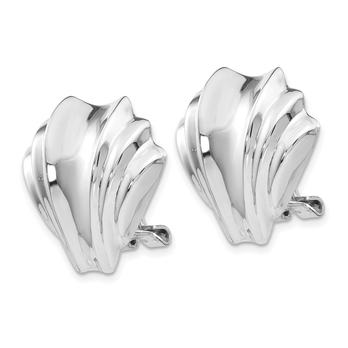14k White Gold Polished Fancy Omega Back Post Earrings-TM352