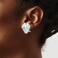 14k White Gold Polished Fancy Omega Back Post Earrings-TM352