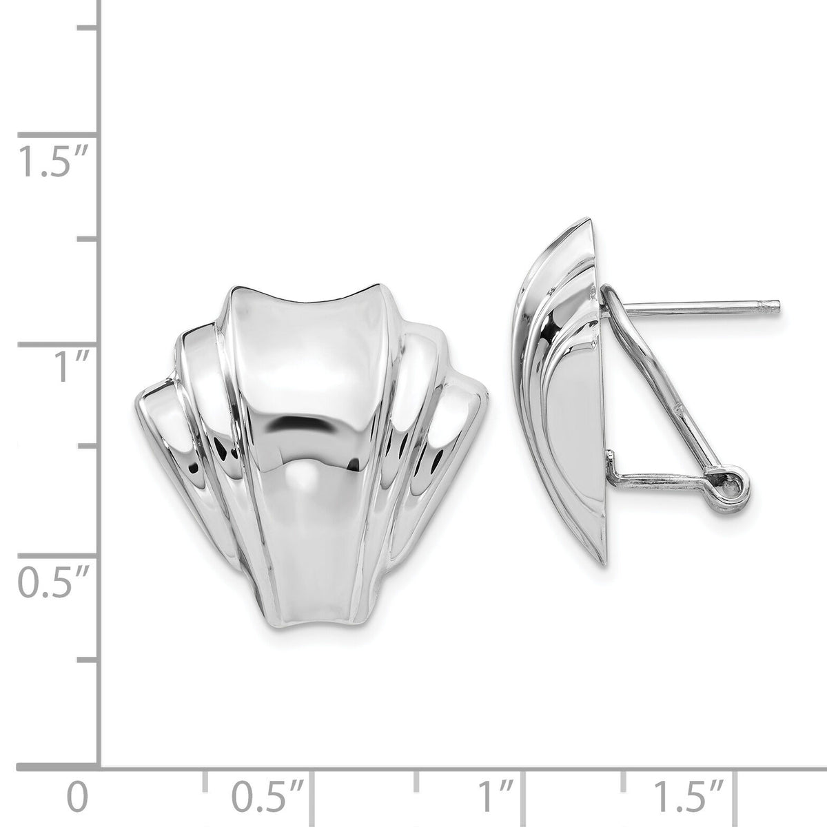 14k White Gold Polished Fancy Omega Back Post Earrings-TM352