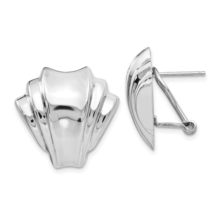 14k White Gold Polished Fancy Omega Back Post Earrings-TM352