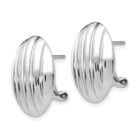 14k White Gold Polished Fancy Omega Back Post Earrings-TM353