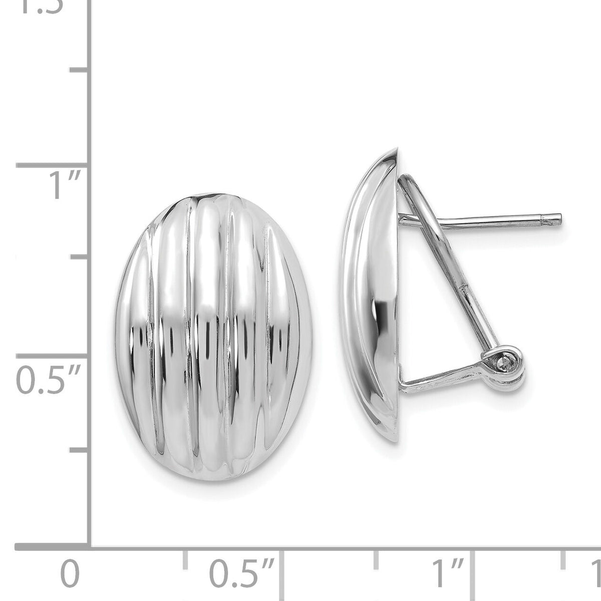 14k White Gold Polished Fancy Omega Back Post Earrings-TM353