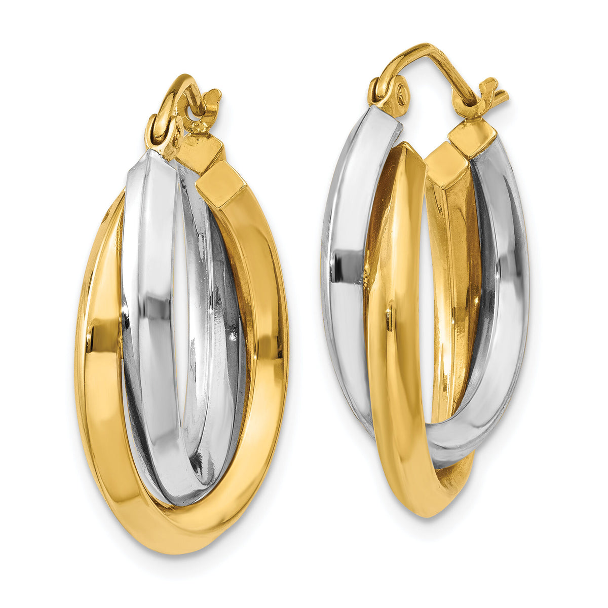 14k Two-tone Polished Double Hoop Earrings-TM395