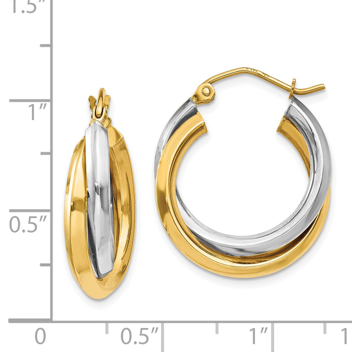 14k Two-tone Polished Double Hoop Earrings-TM395