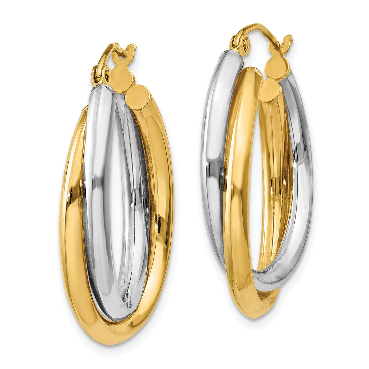 14k Two-tone Polished Double Oval Hoop Earrings-TM397