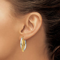 14k Two-tone Polished Double Oval Hoop Earrings-TM397