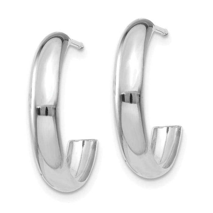 14k White Gold Polished 3.5mm J-Hoop Earrings-TM402