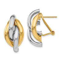 14k Two-tone Swirl Omega Back Post Earrings-TM427