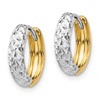 14k Two-tone Diamond-cut Hoop Earrings-TM468