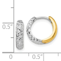 14k Two-tone Diamond-cut Hoop Earrings-TM468