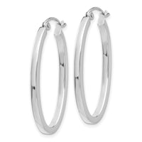 14k White Gold Oval Hoop Earrings-TM492