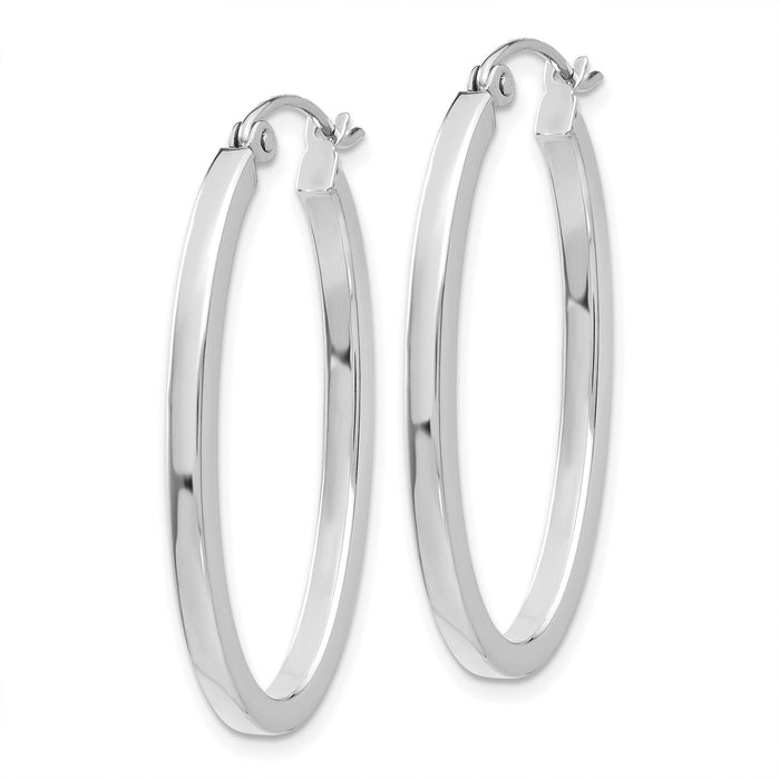 14k White Gold Oval Hoop Earrings-TM492