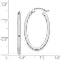 14k White Gold Oval Hoop Earrings-TM492