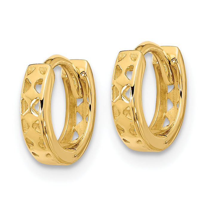 14k Cut-out Design Hinged Hoop Earrings-TM581
